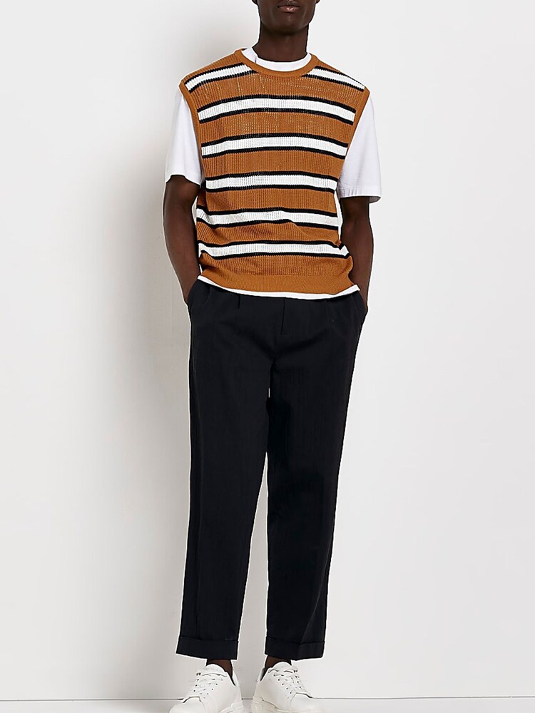 Pull River Island à grosse maille orange rayé - Image 4 of 4