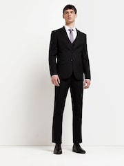 River Island Dark black Skinny 100% Cotton Twill Suit Jacket - Image 4 of 5