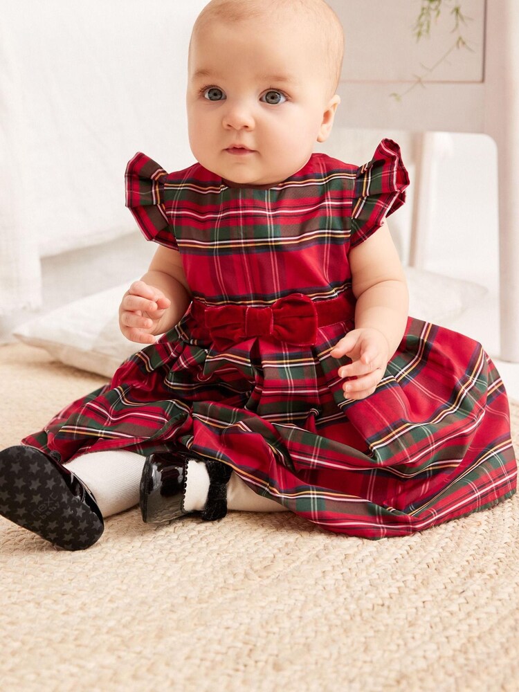 Red Check Taffeta Baby Prom Dress (0mths-2yrs) - Image 1 of 5