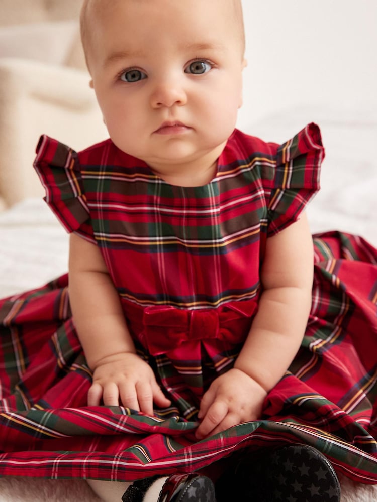 Red Check Taffeta Baby Prom Dress (0mths-2yrs) - Image 2 of 5