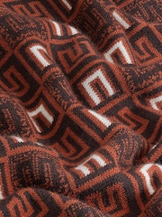Brown Pattern Stand Neck Jumper - Image 6 of 6