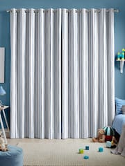 Laura Ashley Dark Seaspray Blue Painterly Stripe Made To Measure Curtains - Image 1 of 9