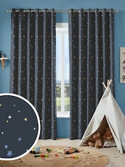 Laura Ashley Midnight Blue Kids Painterly Stars Made To Measure Curtains - Image 1 of 9