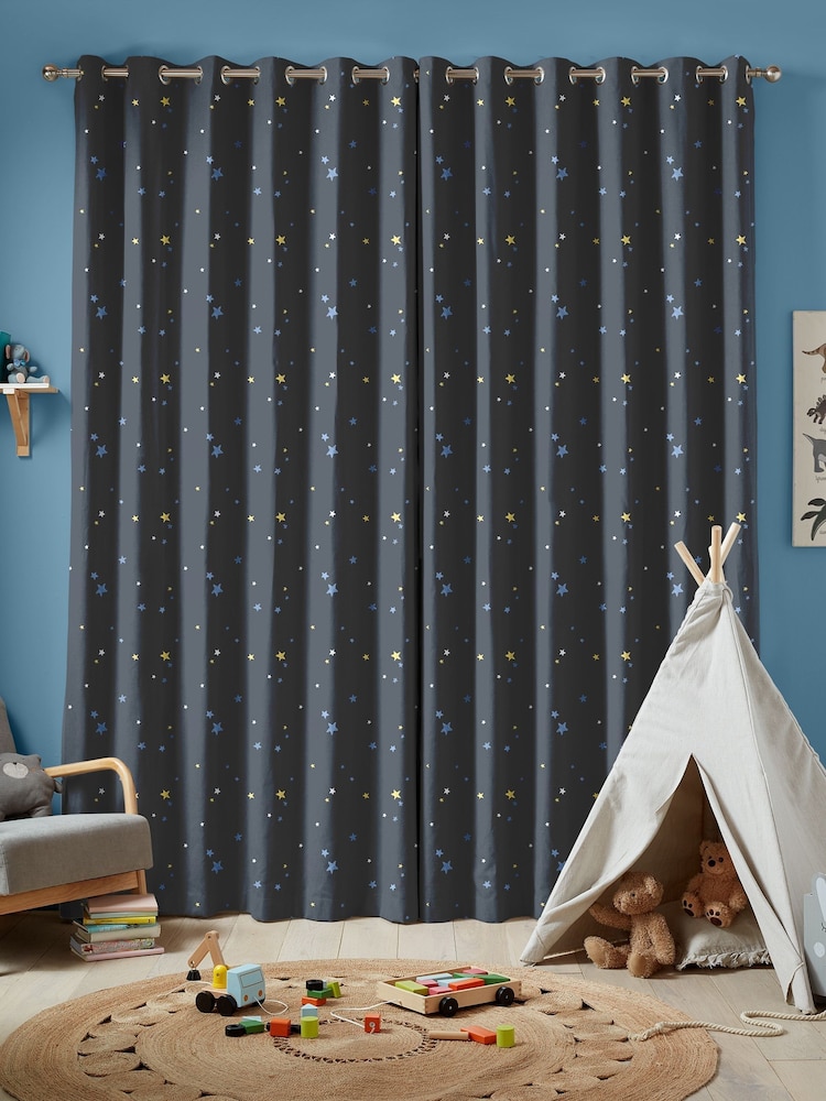 Laura Ashley Midnight Blue Kids Painterly Stars Made To Measure Curtains - Image 2 of 9