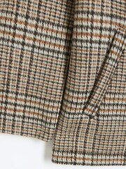 River Island Cream Boys Check Hooded Hybrid Coat - Image 4 of 4