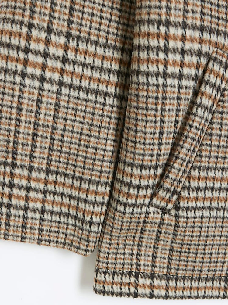 River Island Cream Boys Check Hooded Hybrid Coat - Image 4 of 4 River Island Cream Boys Check Hooded Hybrid Coat - Image 4 of 4