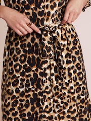 Animal Print Belted Long Sleeve Button Through Shirt Dress - Image 3 of 4