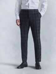 Navy Blue Slim Fit Check Suit: Trousers - Image 1 of 6