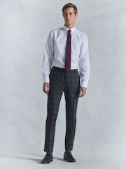 Navy Blue Slim Fit Check Suit: Trousers - Image 2 of 6