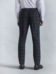 Navy Blue Slim Fit Check Suit: Trousers - Image 3 of 6