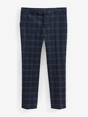 Navy Blue Slim Fit Check Suit: Trousers - Image 4 of 6