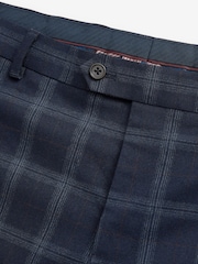 Navy Blue Slim Fit Check Suit: Trousers - Image 5 of 6