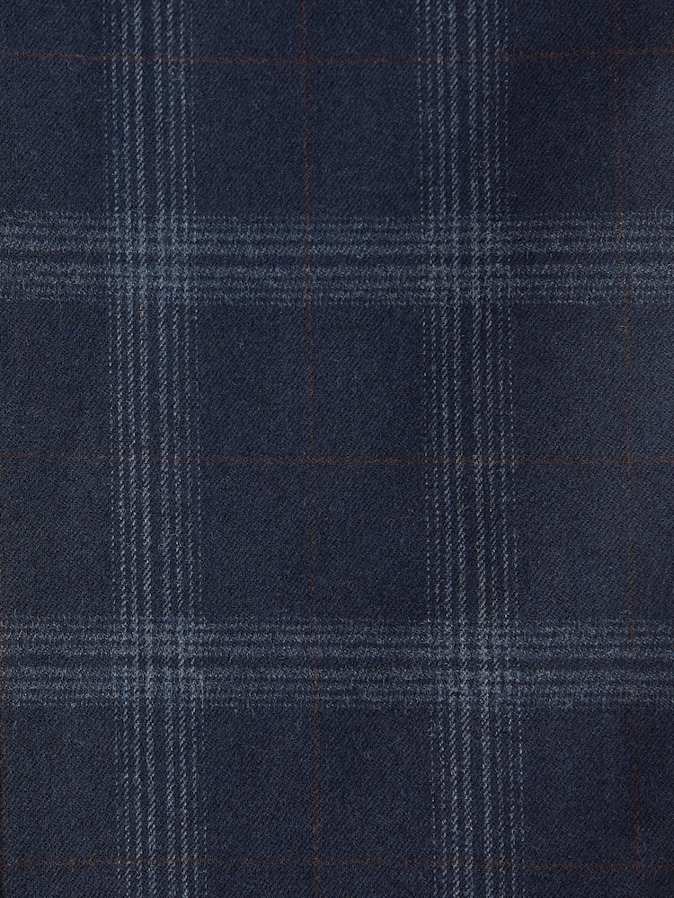 Navy Blue Slim Fit Check Suit: Trousers - Image 6 of 6
