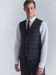 Navy Flannel Check Suit Waistcoat - Image 1 of 11