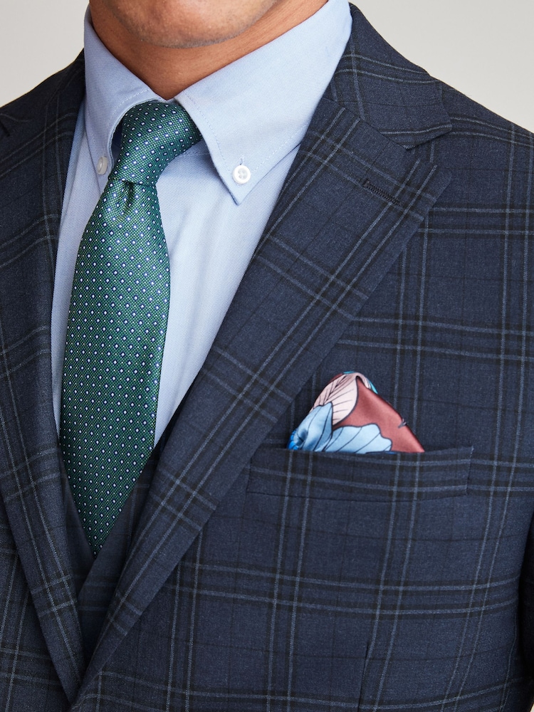 Navy Skinny Fit Check Suit Jacket - Image 1 of 8