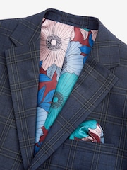 Navy Skinny Fit Check Suit Jacket - Image 5 of 8