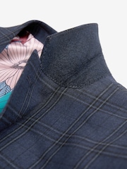 Navy Skinny Fit Check Suit Jacket - Image 6 of 8