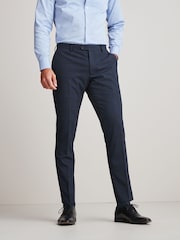 Navy Blue Skinny Fit Check Suit: Trousers - Image 1 of 9