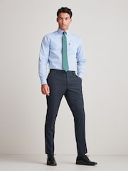 Navy Blue Skinny Fit Check Suit: Trousers - Image 3 of 9