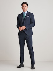 Navy Blue Skinny Fit Check Suit: Trousers - Image 4 of 9