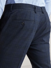 Navy Blue Skinny Fit Check Suit: Trousers - Image 5 of 9