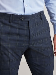 Navy Blue Skinny Fit Check Suit: Trousers - Image 6 of 9