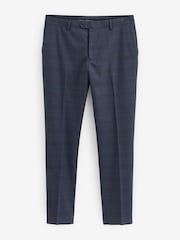 Navy Blue Skinny Fit Check Suit: Trousers - Image 7 of 9