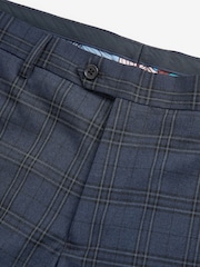 Navy Blue Skinny Fit Check Suit: Trousers - Image 8 of 9