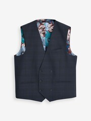 Navy Check Suit Waistcoat - Image 4 of 7