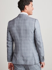 Grey Skinny Fit Flannel Suit Jacket - Image 3 of 13