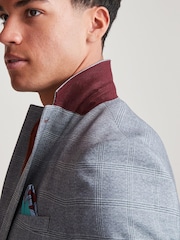 Grey Skinny Fit Flannel Suit Jacket - Image 4 of 13
