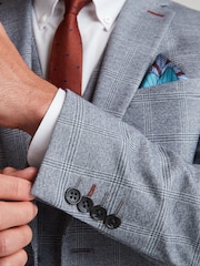 Grey Skinny Fit Flannel Suit Jacket - Image 6 of 13