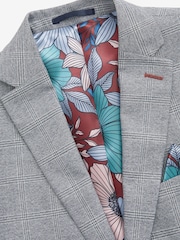 Grey Skinny Fit Flannel Suit Jacket - Image 8 of 13
