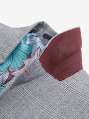 Grey Skinny Fit Flannel Suit Jacket - Image 9 of 13
