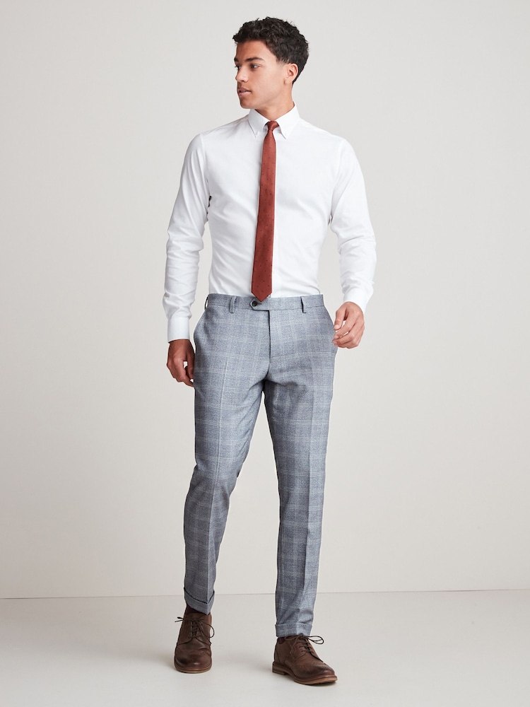Grey Skinny Fit Check Suit: Trousers - Image 2 of 9