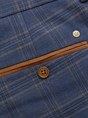 Bright Blue Tailored Fit Check Suit: Trousers - Image 2 of 3