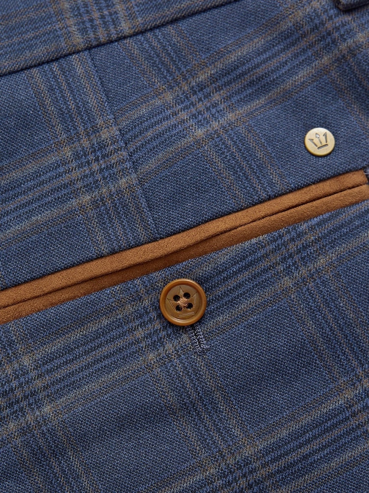 Bright Blue Tailored Fit Check Suit: Trousers - Image 2 of 3