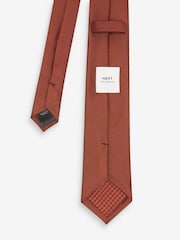 Rust Brown Slim Silk Tie And Pocket Square Set - Image 4 of 6