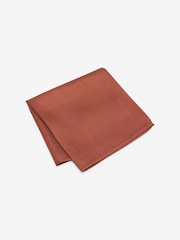 Rust Brown Slim Silk Tie And Pocket Square Set - Image 5 of 6