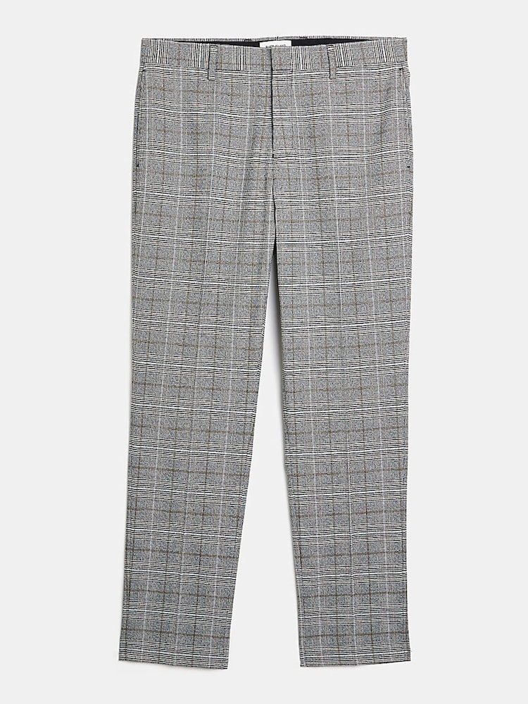 River Island Grey/Mustard Yellow 100% Cotton Check Trousers - Image 5 of 5