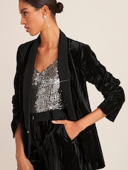 Black Velvet Ripple Suit: Blazer - Image 1 of 5