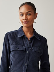 Navy Blue Cord Utility Style Button Through Jumpsuit - Image 4 of 5