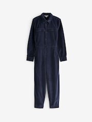 Navy Blue Cord Utility Style Button Through Jumpsuit - Image 5 of 5