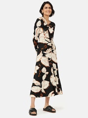 Jigsaw Black Leaf Outline Jersey Dress - Image 1 of 1