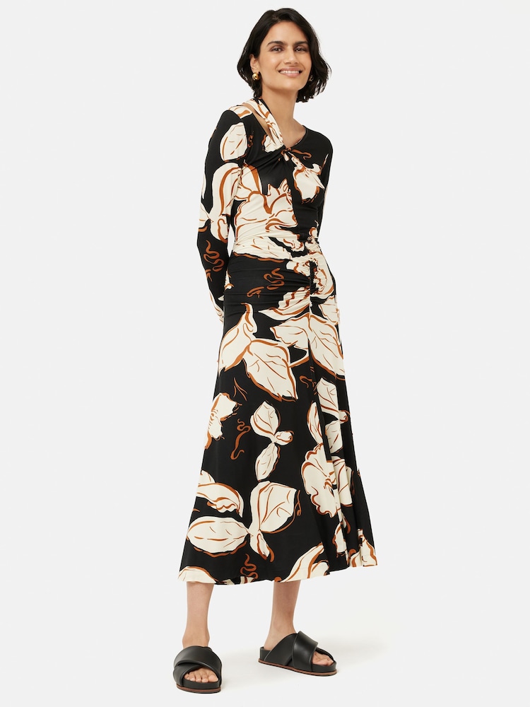 Jigsaw Black Leaf Outline Jersey Dress - Image 1 of 1