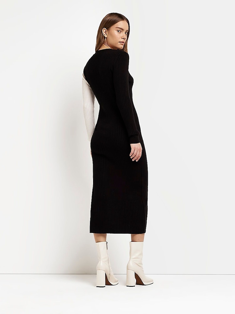 River Island Black Bailey Wrap Button Dress - Image 2 of 5 River Island Black Bailey Wrap Button Dress - Image 2 of 5