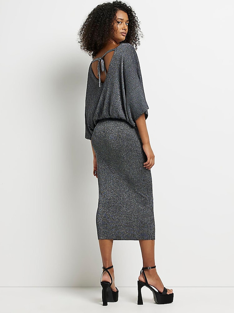 River Island Black Maple Batwing Bodycon Midi Dress - Image 2 of 5