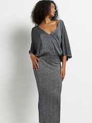 River Island Black Maple Batwing Bodycon Midi Dress - Image 3 of 5