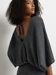 River Island Black Maple Batwing Bodycon Midi Dress - Image 4 of 5