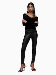 AllSaints Black Delta Velvet Top - Image 3 of 6